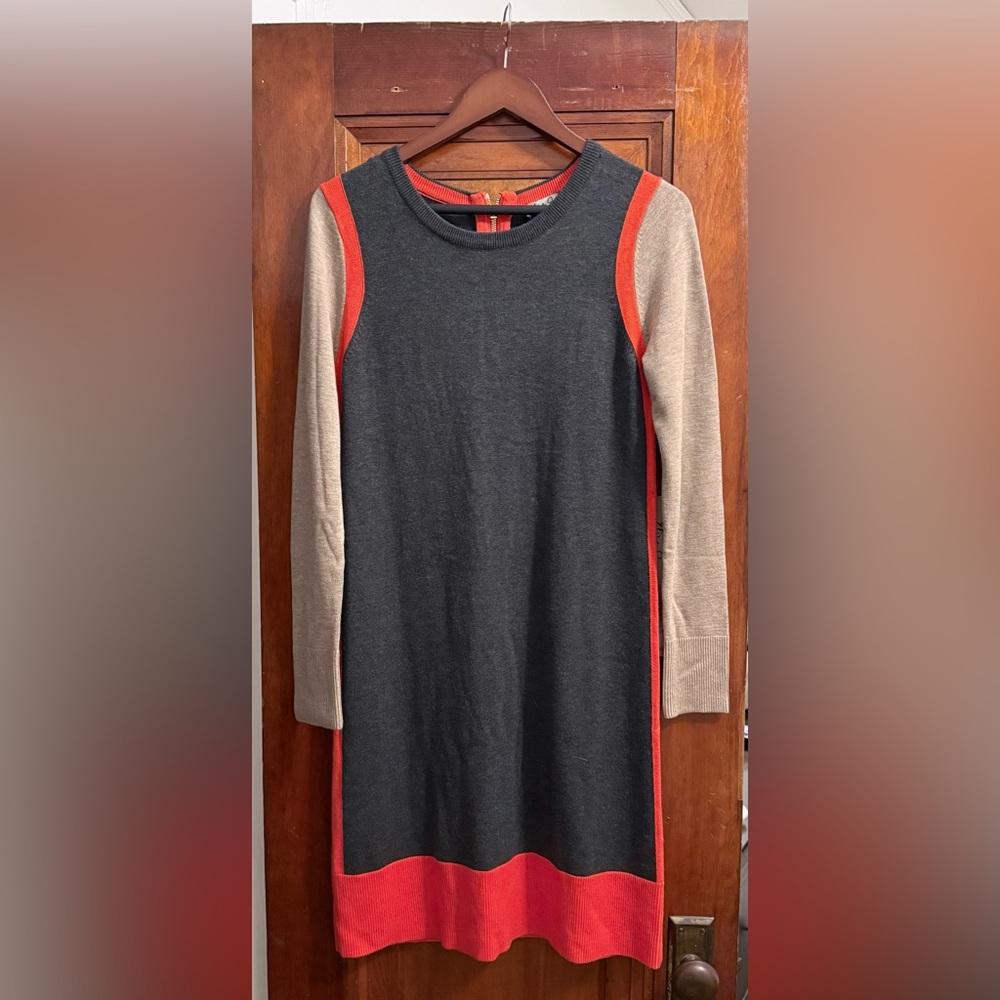 Eliza J Charcoal and Orange Knit Dress - Size Small
